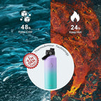 BUZIO 40oz Insulated Water Bottle, Stainless Steel Double Wall Water Flask (Cold for 48 Hrs) Leak Proof Sports Bottles Jug with Straw Lid Flex Cap Metal Canteen for Gym Travel Camping,Purple Green