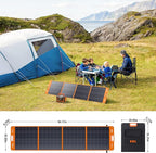 EBL 200W Portable Solar Panel for Power Station, Waterproof IP65 Foldable Solar Panel with MC-4 Anderson Output Connector for RV, Camping, Blackout
