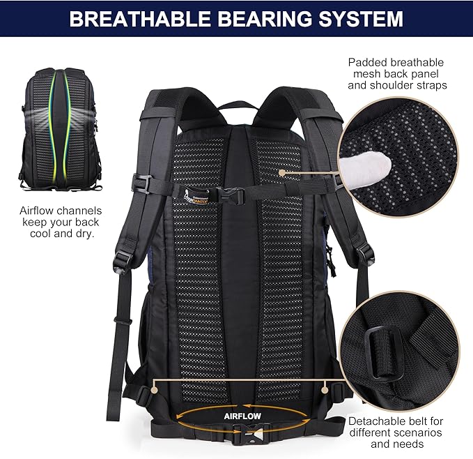 MOUNTAINTOP Hiking Backpack,25/30L Camping Backpack, Men Women Hiking Daypack Lightweight Travel Backpack for Climbing