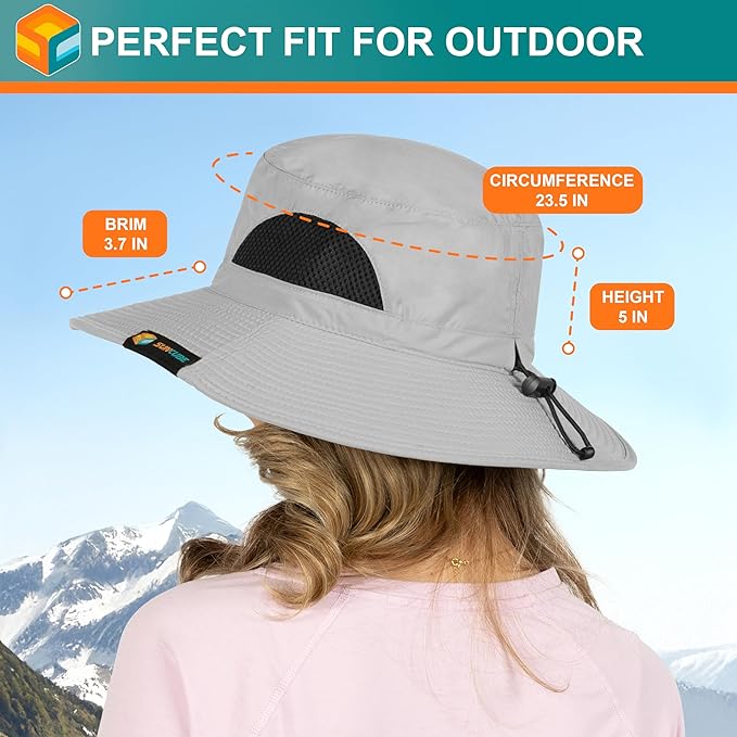 SUN CUBE Wide Brim Sun Hat Men Women, Fishing Hats Sun UV Protection, Mens Hiking Bucket Hat Safari Beach Boonie, UPF 50+