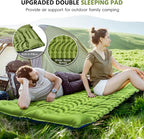 Double Sleeping Pad for Camping, Self Inflating 4" Extra Thick Camping Sleeping Pad for 2 Person with Pillow, Built-in Foot Pump, Portable Sleeping Mat for Backpacking, Hiking, Travel Tent
