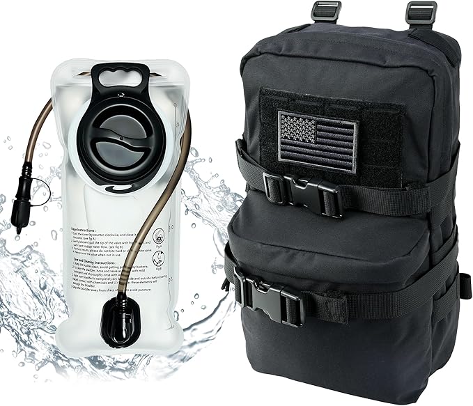 Tactical Mini Molle Hydration Pack,Molle Hydration Carrier with US Flag Water Resistant,Hydropack for Tactical Vest Backpack