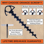 Ultimate Ground Anchors: Heavy Duty Screw-in Tent Stakes for High Wind, Sand, Canopies, and Camping - Made in USA, 100% Recycled, Included T-Grip Tool - (Small, 4 Pack)