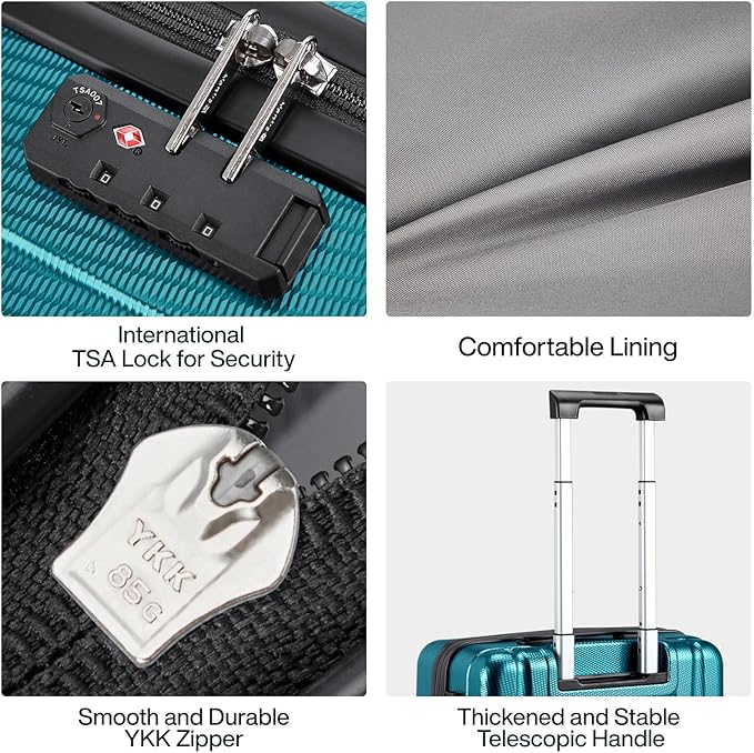 Hanke Luggage Sets 2 piece Carry On Luggage with Wheels PC Hard Shell Suitcases Lightweight Checked Travel Luggage Large Travel Suitcase Woman Men 20/29 Inch(Caribbean Blue)