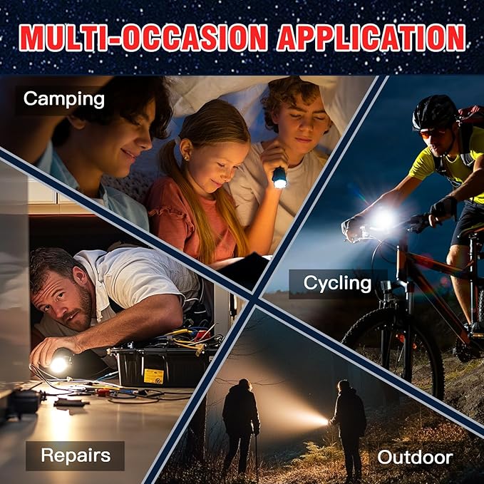 HAUSBELL LED A100 Flashlight Bright, Zoomable Tactical Flashlights Flash Light with High Brightness and Five Modes for Emergency and Outdoor Use Camping Accessories, 2 Pack