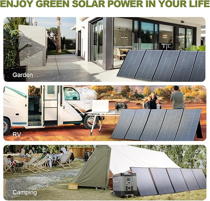 ALLPOWERS SP037 400W Portable Solar Panel, 23% Efficient IP66 Waterproof Foldable for RV Camping Home & 12V Systems, Compact Power Solution（SP037-400W