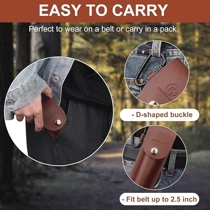 Kosibate Bushcraft Gear, Hand Auger Wrench for Easy Wood Drilling - Settlers Wrench and Bushcraft Tools Perfect for Camping and Woodworking Tasks-Scotch Eye Wood Drill with Leather Case Brown.