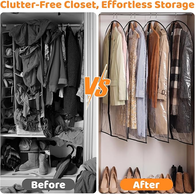 2 Pack Garment Bags 60 * 100cm, 40in Full Clear Garment Covers, Suit Storage Bags, Dress Organizer Bags Used To Protect Shirts, Winter Coats, Jackets