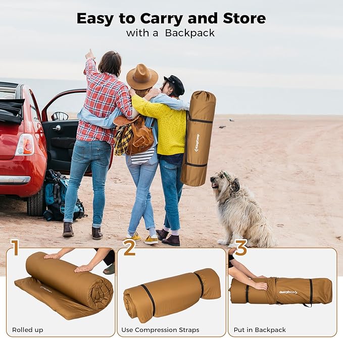 Kingcamp Comfort X 5 XXL Wide Perforated Memory Foam Cot Mattress, Portable Roll Up Camping Mattress Sleeping Pad, Twin Sleeping Mat with Roll Helper for Cot Mat Travel Tuck Tent Floor Guest Sleepover