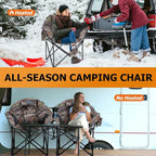 LILYPELLE Oversized Heated Camping Chair, Patio Lounge Chairs with 3 Heat Levels, Portable Folding Heated Chair Round Moon Saucer Folding Lawn Chair Outdoor Chair for Camping, Lounge Patio