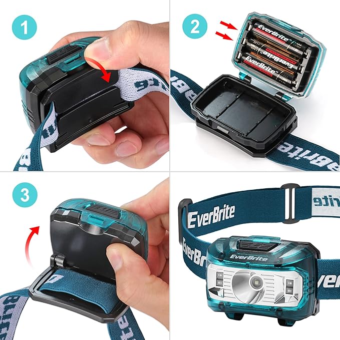 EverBrite Headlamp, 2 Pack Kids Headlamp with Red Light and Memory Function, Head Lamp for Adults and Kids with 5 Modes, Bright Headlamps for Camping, Running, Batteries Included