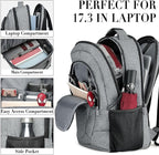 BIKROD Travel Laptop Backpack, Backpacks for School College Teens, Business Anti Theft Slim Sturdy Backpack for Woman and Men, Adult Computer Work Backpack for 17 IN Laptop, Grey
