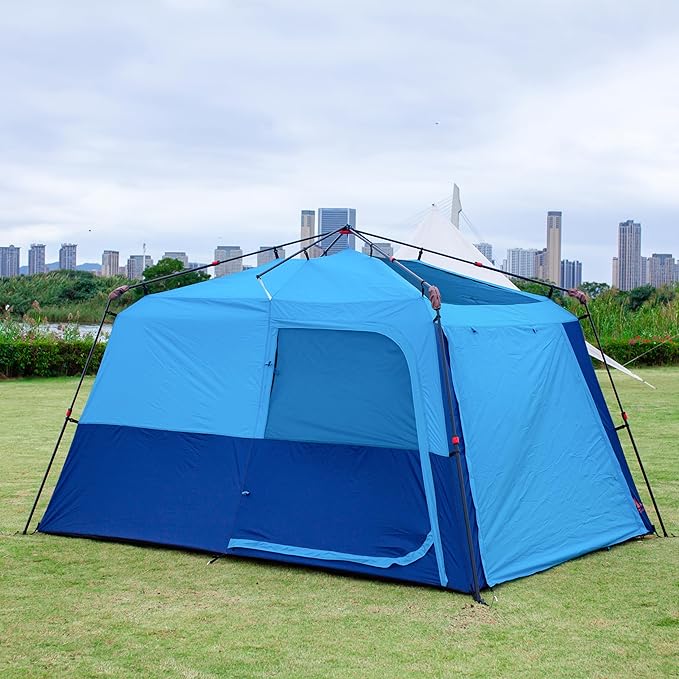 KTT Instant Tent 6 Person(C),Large Family Cabin Tents,Automatic Tent Build Quickly in 60S,2 Rooms,2 Top Windows,3 Doors and 3 Windows with Mesh,Waterproof,Big Tents for Outdoor,Picnic,Camping