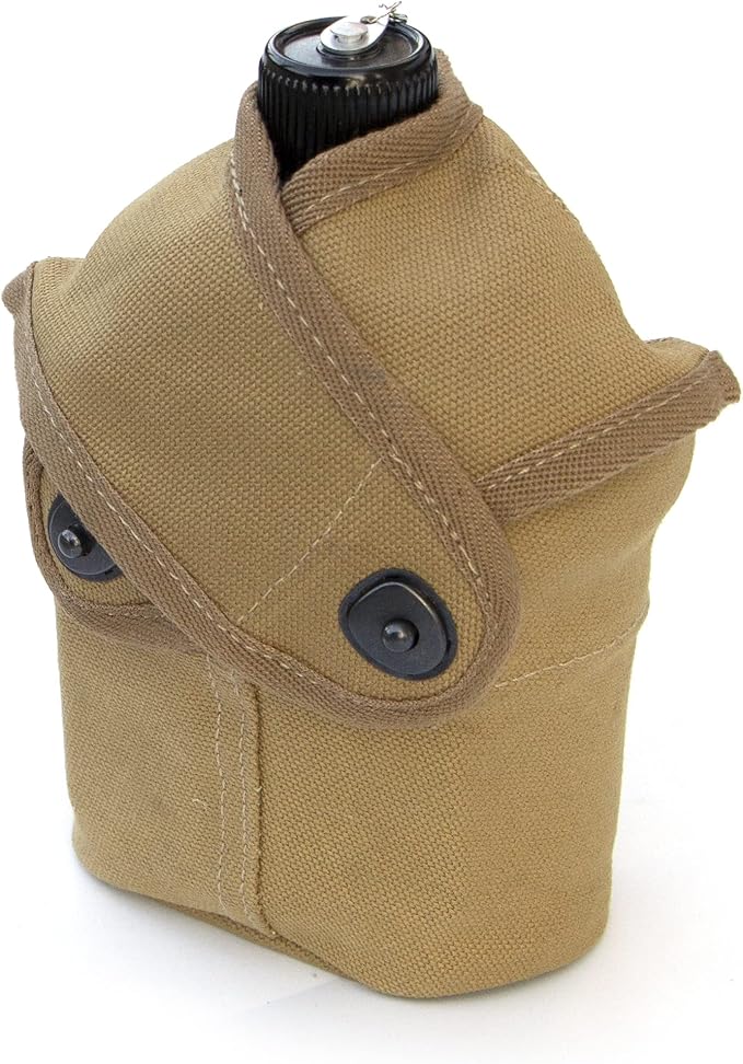 WW2 US Navy Canteen with Cup Cover Khaki 1943 WWII US Marine Corps