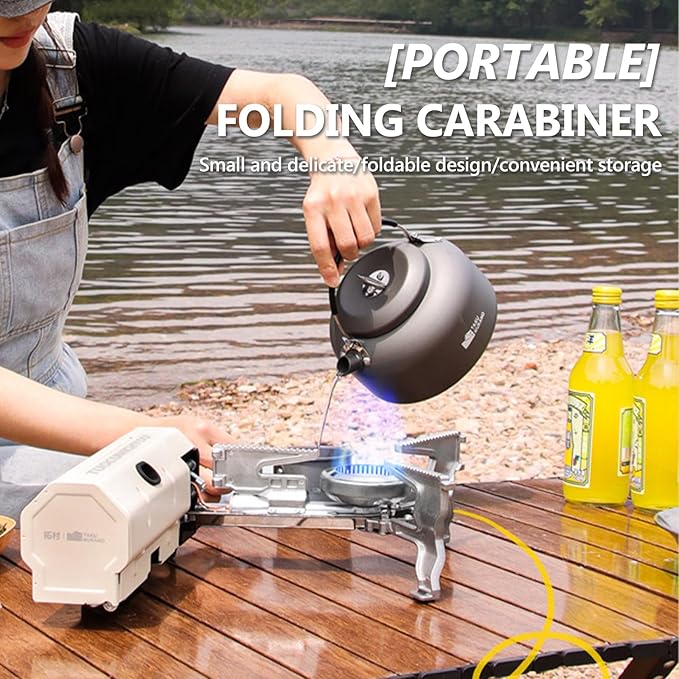 2600W Cassette Stove, Multi-Stage Adjustable Fire, Portable Gas Tank Butane Gas Stove with Storage Package, Easy to Carry for Camping, Picnic and Outdoor Travel (Milk White)