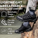SHULOOK Men's Waterproof Hiking Shoes Lightweight Anti Slip Outdoor Ankle Boots Breathable Hike Trekking Trails Shoe