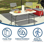 COSCO 4 ft. Straight Folding Utility Table, White, Indoor & Outdoor, Portable Desk, Camping, Tailgating, & Crafting Table