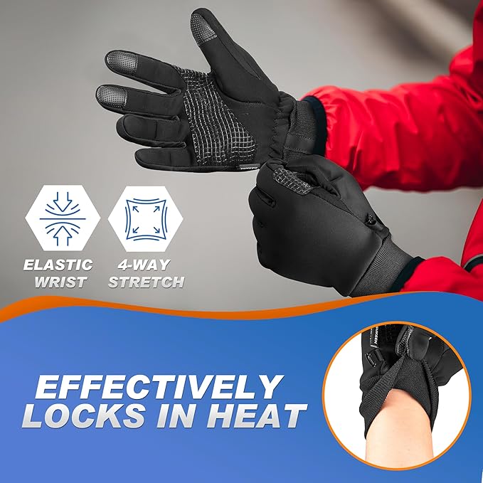 Sukeen Winter Gloves Men Women, Touchscreen Anti-Slip Warm Mens Gloves for Running Driving Cycling Hiking Biking Outdoor
