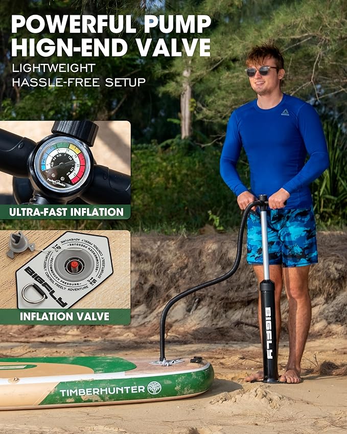 Bigfly Inflatable Stand Up Paddle Board 11’*34”*6”, Blow Up Paddle Board for Adults,with Detachable Fins, Pump, Floating Paddle, Safety Leash,Backpack