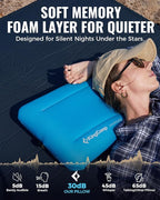 KingCamp Inflatable Pillow for Camping, Extra Large Camping Pillow, Portable Ergonomic Air Pillow with Removable Washable Memory Foam Cover for Camp, Hiking, Car, Beach, Travel