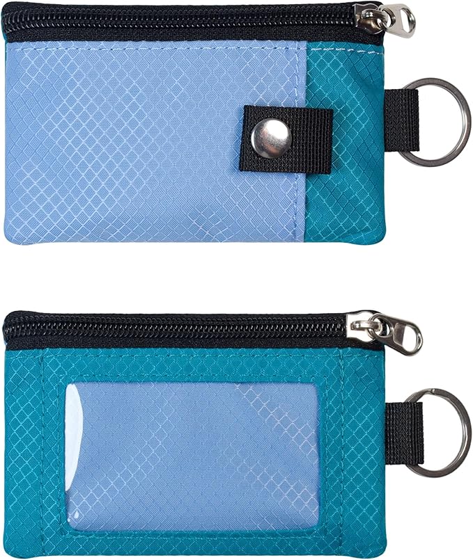 Minimalist RFID Blocking Small Wallet with ID Window,WaterResistant Zip Id Case Wallet with Lanyard Keychain for Cards,Cash,Travel,Women,Men