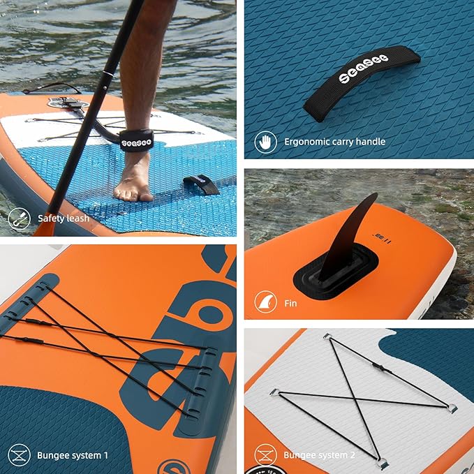 Inflatable Stand Up Paddle Board Includes Paddle, Dual Action Pump, and Accessories 11ft Lightweight iSUP, 33"*6" Wide Stable Design, Anti-Slip EVA Deck, Paddle Board for Adults