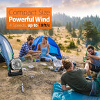 20000mAh Camping Fan, Rechargeable Battery Operated with 360° Rotatable Hook, 400 Lumes Light, 270° Pivot, 4 Speeds, 58Hrs Battery Powered Fan for Outdoor Tent Car Trip BBQ Hurricane Power Outages