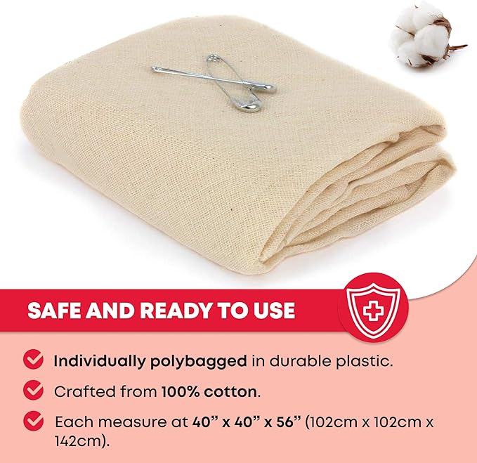 Ever Ready First Aid Triangular Bandage, 40" x 40" x 56", 12 Count- 100% Cotton