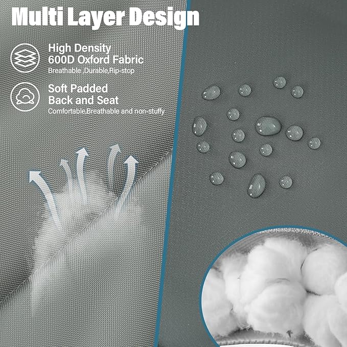 Oversized High-Back Camping Chairs with Pillow, Dual Cup Holders & Cooler Bag - Heavy Duty Foldable Outdoor Chair for Adults4PC (1, BLACKGREY-4PC-SET)