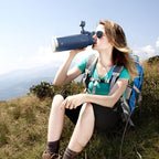 IDEUS Insulated Stainless Steel Water Bottle with 2 Leak-Proof Lids, Thermal Water Flask for Hiking Biking, 40oz, Navy Blue