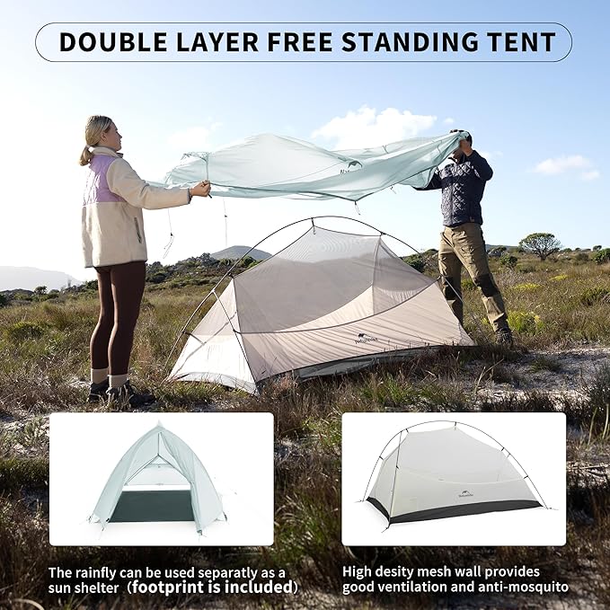 Naturehike Cloud-Up 1 Person Tent, Lightweight Backpacking Tents for One Man, Waterproof Ultralight One Person Tent for Camping Hiking Backpacking