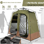 Camping Shower Tent Deluxe Changing Room Easy Set Up Privacy Shelter,Large Toilet Tent with Floor Drain Design for Beach, Camping,Hiking with Stakes and Ropes for Stability