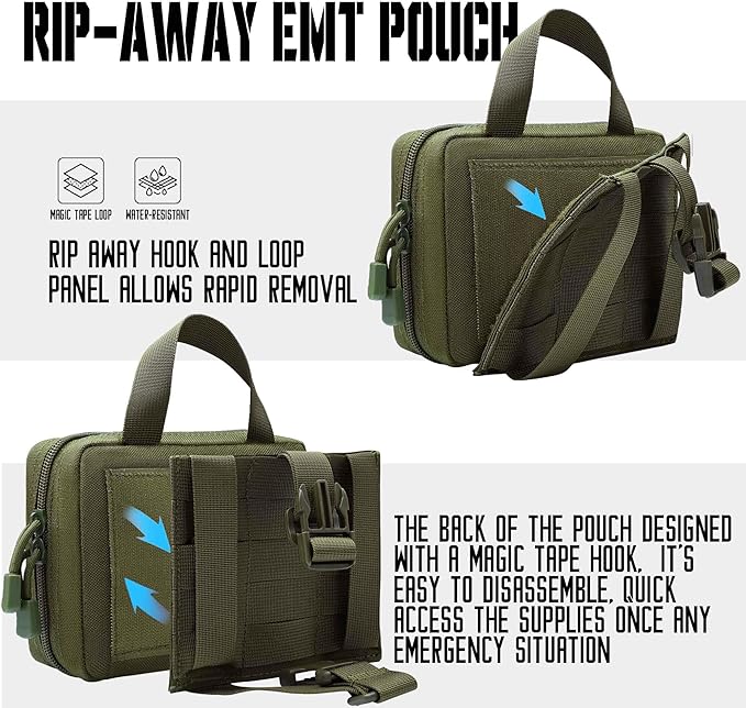 Upgrade Molle Rip Away Ifak Pouch, Tactical Small Belt First Aid Pouch Medical Utility EMT Pouch Only