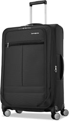 Samsonite Soft-Sided 25-Inch Lightweight Medium Checked Expandable Element Suitcase: Durable, 360° Spinner Wheels, Adjustable Telescopic Handle, 2 Front & 1 Side Pocket -Black