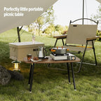 WOHOMO Folding Coffee Table Rustic Small Coffee Tables for Living Room Farmhouse Portable Table for Small Spaces Rectangular Mid Century Coffee Table, No Assembly 31.5 * 15.7 * 17.7IN, Walnut