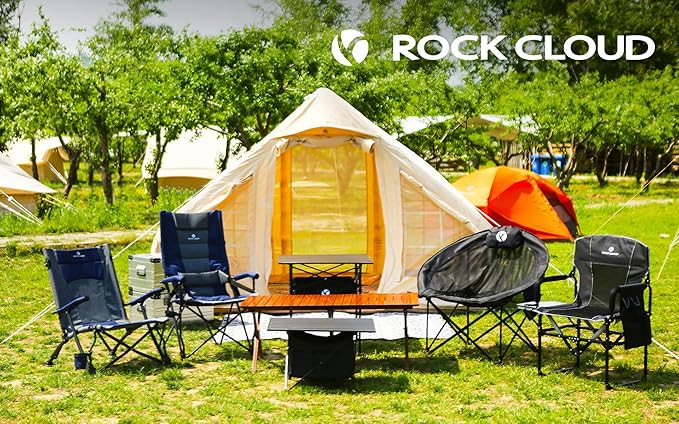 ROCK CLOUD Folding Camping Table Aluminum Portable Roll-Up Picnic Table 4-6 Person for BBQ Backyard Patio Party, 48x24 in, Wood Grain