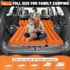SUV Air Mattress: Inflatable Car Air Mattress for Camping, Flocking Car Bed with Air Pump & 2 Pillows, Portable Sleeping Pad Mattress for Home Car Travel Camping Orange