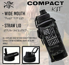 Iron Infidel Battle Bottle - 32 Oz Insulated Water Bottle with Straw Lid & Chug Cap, Stainless Steel Metal Tactical Flask With Rugged, Removable Sleeve for Keys & Phone or Wallet (Black Camo 1 Liter)