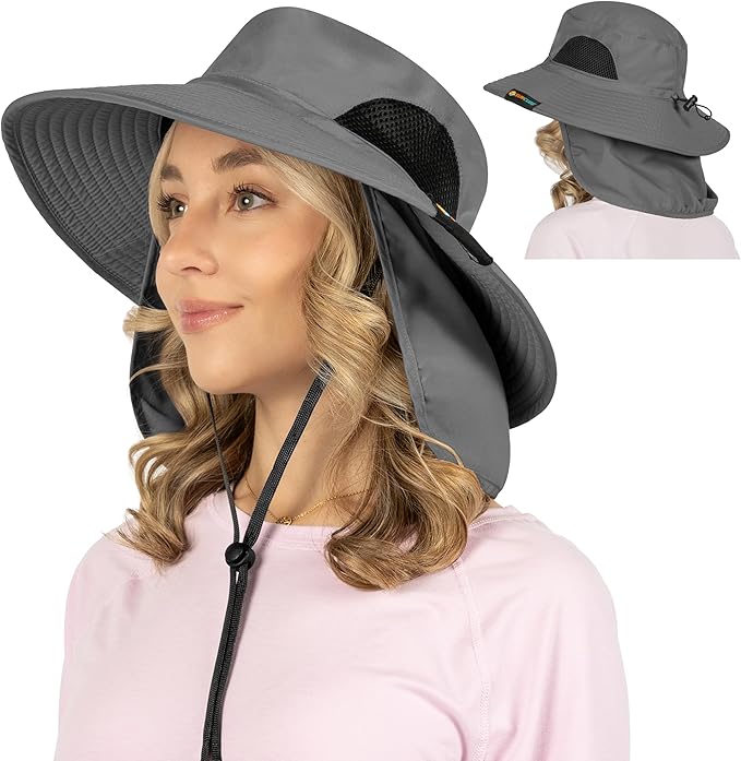 SUN CUBE Wide Brim Sun Hat Men Women, Fishing Hats Sun UV Protection, Mens Hiking Bucket Hat Safari Beach Boonie, UPF 50+