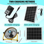 12 Inch Solar Panel Powered Fan, 2 in 1 Solar Panel or AC Charger Powered Fan 12W 9V Portable for Chicken Coop Greenhouse Household Exhaust Camping Travel Outdoor (Yellow)