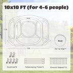 Screen Tent Pop-Up, Portable Tent Canopy with Mesh Mosquito Net, Screen House Room Canopy Shade 10x10 FT with Carry Bag for Patio, Backyard, Sports & Outdoors Activities, Green