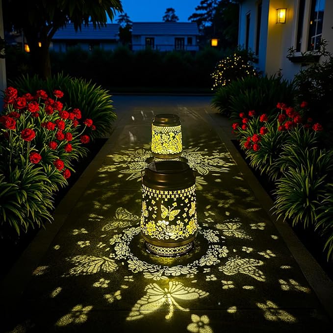 Butterfly Solar Lantern,Hanging Butterfly Solar Lights for Outside,Garden Decor Birthday Gifts for Grandma Women Mom Sister,Decorative for Yard Backyard Patio Deck Porch