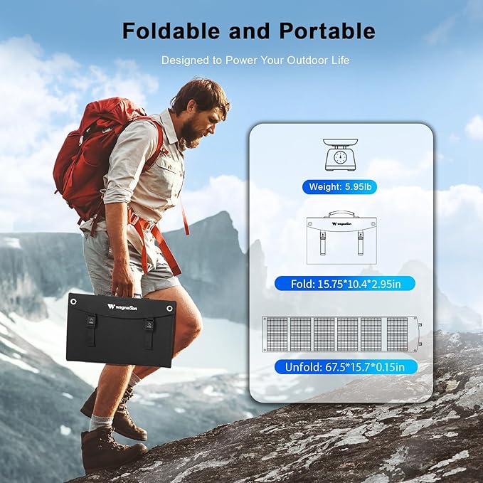 100 Watt Portable Solar Panel, Foldable Solar Panel Charger with Kickstands, QC3.0 USB-A USB-C & DC Output for Phone/Power Station, IP65 Waterproof for Camping Backpacking Hiking RV Blackout