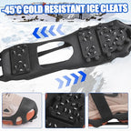 Ice Cleats Snow Traction Cleats for Boots and Shoes 28 Studs Ice Crampons for Walking on Snow and Ice Anti Slip Coershoe Rubber Ice Grippers Slip-on Stretch Footwaer