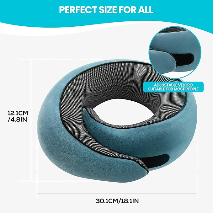 Travel Pillow uses Memory Foam to Support Neck Comfort, car Travel, Compact,Airplane Sleep Pillow Peacock Blue