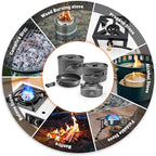 27pcs Camping Cookware Mess Kit for 2-4 People, Portable Cookware Set with Kettle, Pots & Pans, Stainless Steel Utensils, Plates, Dishware for Backpacking, Picnic, Outdoor Adventures