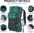 Hiking Backpack for Men and Women, 30L Waterproof Camping Backpack with 3L Water Bladder and Rain Cover, Lightweight Outdoor Sport Travel Daypack Rucksack for Climbing Cycling (Dark green)