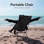 TOBTOS Portable High Back Camping Chair, Support Heavy Duty 440 lbs, Compact Folding Chair with Detachable Pillow for Camp, Hiking, Backpacking (Black)