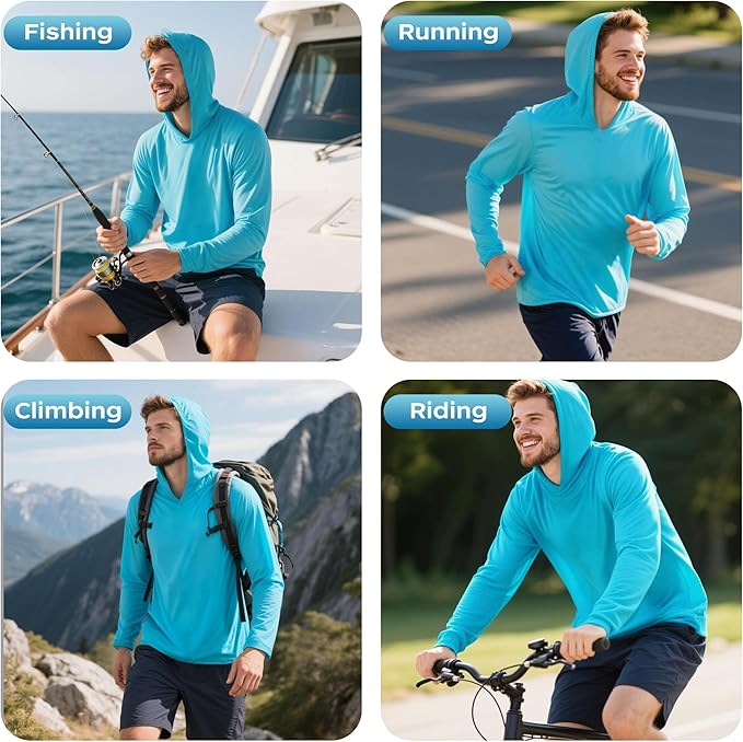 ProtectX High Visibility Sun Protection Lightweight Long Sleeve Hoodie, UPF 50+ Quick-Dry, SPF UV Shirt, Active Wear