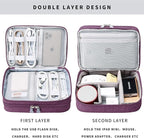 Lanola Travel Cable Organizer Bag, Electronic Accessories Case Portable Double Layer Cable Storage Bag for Cord,phone,Charger, Flash Drive, Phone, SD Card,Personal Items - (Purple)